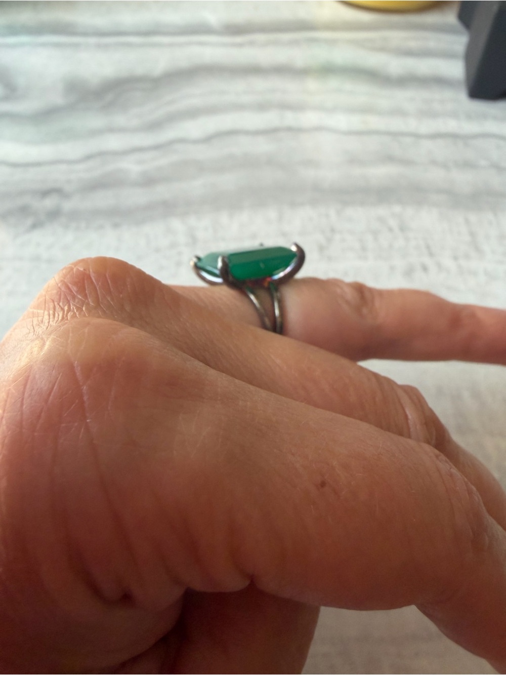 Green Onyx Square Statement Ring - Picture 7 of 7